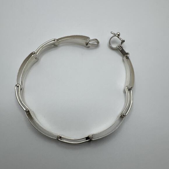 Designer Peruvian Sterling Silver 950 and 18K Gold Inlay Bracelet - 7.5” - Picture 8 of 8